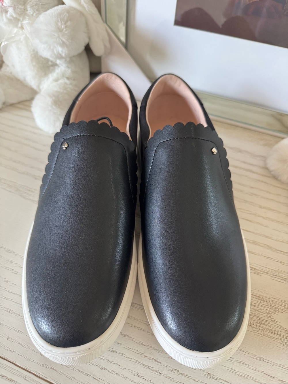 Kate Spade Black Leather Sneakers Sz 9